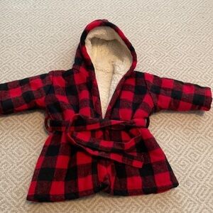 Indigo Baby Buffalo Plaid Sherpa Red & Black Robe